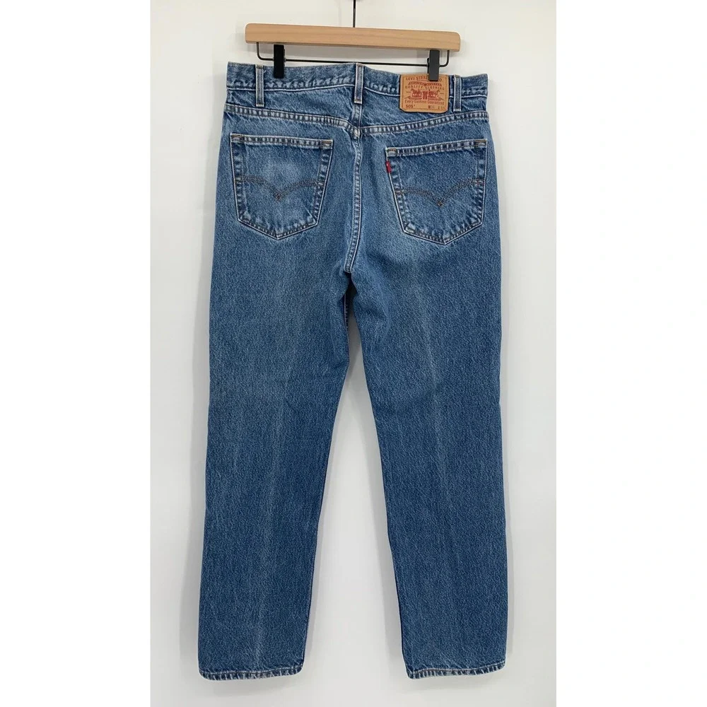 Vintage Levis 505 Jeans Mens 36x32 Blue Fade 90s Straight Leg Denim Pants
